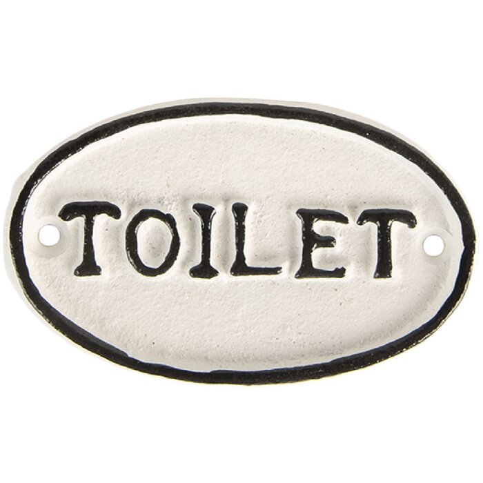 Clayre & Eef Tabliczka Toaleta 10x1x6 cm Biała