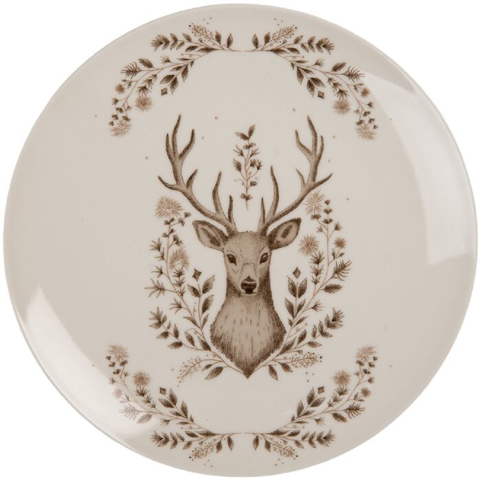 Clayre & Eef GTWDP Mały Talerz 20 cm Beżowo-Brązowy Porcelanowy