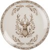 Clayre & Eef Duży Talerz Porcelanowy Beżowo-Brązowy 26 cm