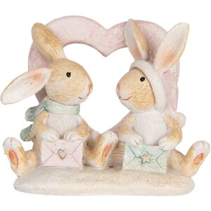 Clayre & Eef Królik Dekoracyjny 11x6x9 cm Brązowo-Biały