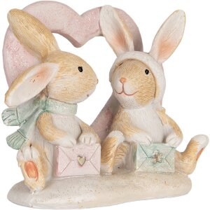 Clayre & Eef Królik Dekoracyjny 11x6x9 cm Brązowo-Biały