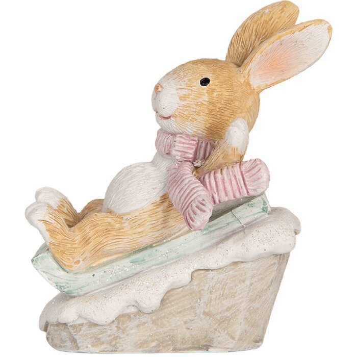 Clayre & Eef Dekoracja Królik Brązowo-Biały 8x6x9 cm