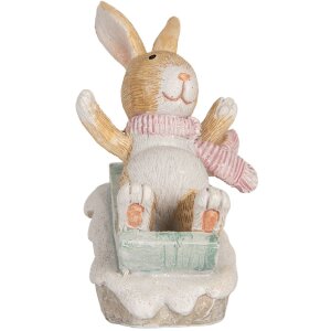 Clayre & Eef Dekoracja Królik Brązowo-Biały 8x6x9 cm