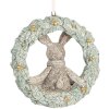 Clayre & Eef Królik Dekoracja Zawieszka 8x3x8 cm Szaro-Zielony