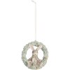 Clayre & Eef Królik Dekoracja Zawieszka 8x3x8 cm Szaro-Zielony