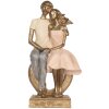 Clayre & Eef Dekoracja  Para Siedząca 14x12x28 cm Złoto-Różowa
