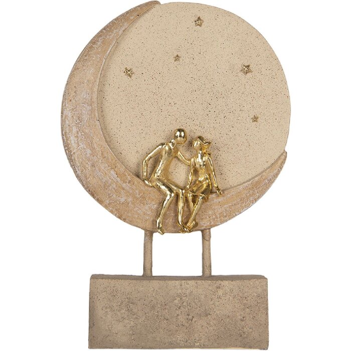 Clayre & Eef Para na Księżycu 18x5x26 cm Beżowo-złota