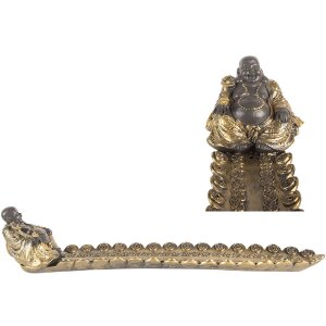 Clayre & Eef Podstawka na Kadzidła Budda Srebrno-Złota 33x8x7 cm