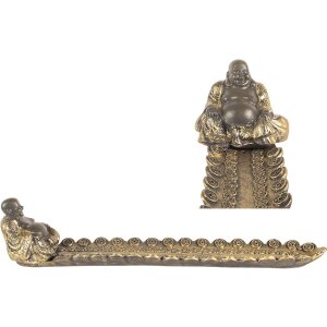 Clayre & Eef Podstawka na Kadzidła Budda Srebrno-Złota 33x8x7 cm