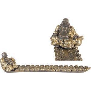 Clayre & Eef Podstawka na Kadzidła Budda Srebrno-Złota 33x8x7 cm