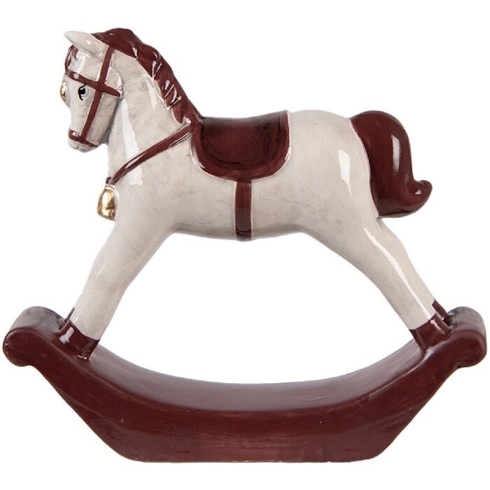 Clayre & Eef 6CE2249 Koń na Huśtawce Beżowo-Czerwony 15x4x14 cm