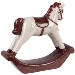Clayre & Eef 6CE2249 Koń na Huśtawce Beżowo-Czerwony 15x4x14 cm