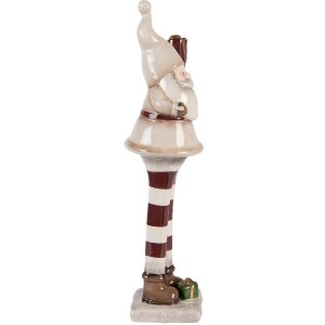 Clayre & Eef Dekoracja Święty Mikołaj 9x8x30 cm Beżowo-Czerwona