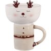 Clayre & Eef Kubek ze Spodkiem Beżowo-Biały 250ml