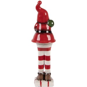 Clayre & Eef Dekoracja Święty Mikołaj 7x7x23 cm Czerwono-Biała