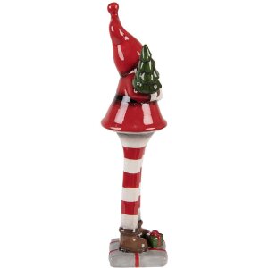 Clayre & Eef 6CE2265 Dekoracja Święty Mikołaj Czerwono-Biała 9x8x30 cm