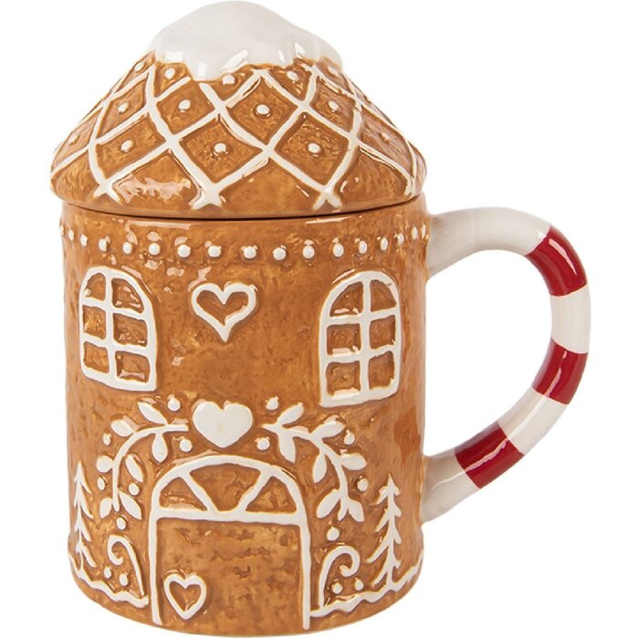 Clayre & Eef Kubek z Pokrywką 450ml 14x10x15cm