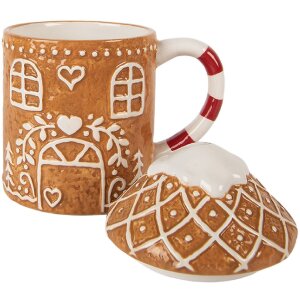 Clayre & Eef Kubek z Pokrywką 450ml 14x10x15cm