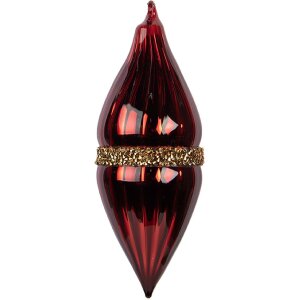 Clayre & Eef Bombka Choinkowa Czerwono-Złota 6x17 cm