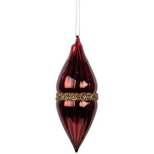 Clayre & Eef Bombka Choinkowa Czerwono-Złota 6x17 cm