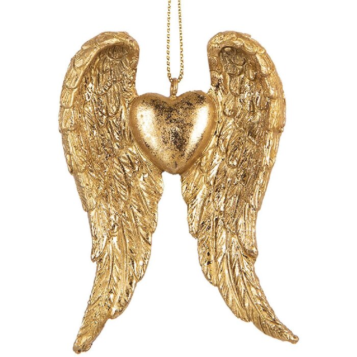Clayre & Eef 6PR5641 Złote Skrzydła – Dekoracja Wisząca 6x2x9 cm