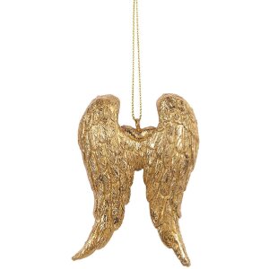 Clayre & Eef 6PR5641 Złote Skrzydła – Dekoracja Wisząca 6x2x9 cm