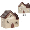 Clayre & Eef Domek z LED 8x6x8 cm Beżowo-Czerwony
