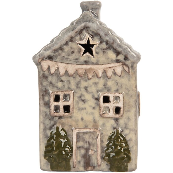 Clayre & Eef Domek z LED Szaro-Zielony 6x6x11 cm