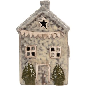 Clayre & Eef Domek z LED Szaro-Zielony 6x6x11 cm