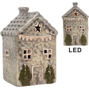 Clayre & Eef Domek z LED Szaro-Zielony 6x6x11 cm