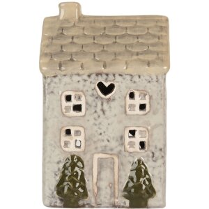 Clayre & Eef Świecznik Domek 9x8x15 cm Szaro-Beżowy