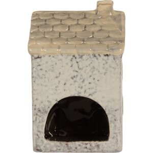 Clayre & Eef Świecznik Domek 9x8x15 cm Szaro-Beżowy