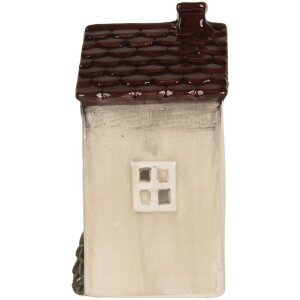 Clayre & Eef Świecznik Domek 10x8x15 cm Beżowo-Czerwony