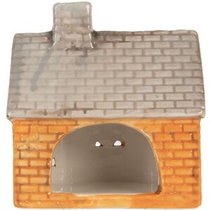 Clayre & Eef Świecznik Domek Pomarańczowo-Beżowy 13x8x14 cm