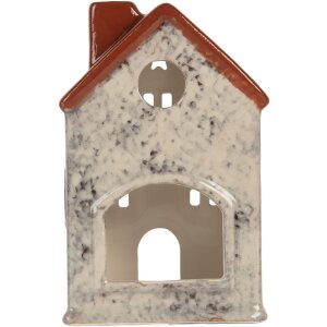Clayre & Eef Świecznik Dom 8x7x13 cm Szary Czerwony