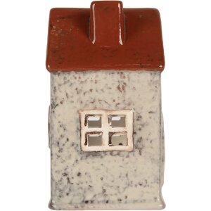 Clayre & Eef Świecznik Dom 8x7x13 cm Szary Czerwony