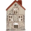 Clayre & Eef Świecznik Dom 8x7x13 cm Szary Czerwony