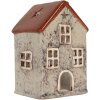 Clayre & Eef Świecznik Dom 8x7x13 cm Szary Czerwony