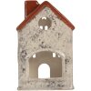 Clayre & Eef Świecznik Dom 8x7x13 cm Szary Czerwony