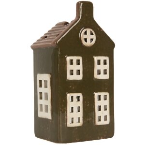 Clayre & Eef Świecznik Domek Zielono-Brązowy 8x6x16 cm