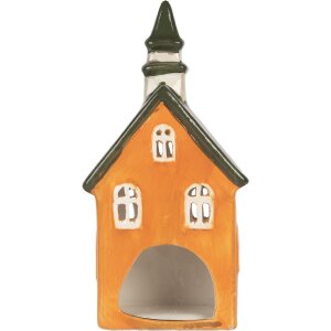 Clayre & Eef Świecznik Dom 10x7x21 cm Pomarańczowo-Zielony
