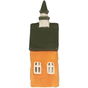 Clayre & Eef Świecznik Dom 10x7x21 cm Pomarańczowo-Zielony