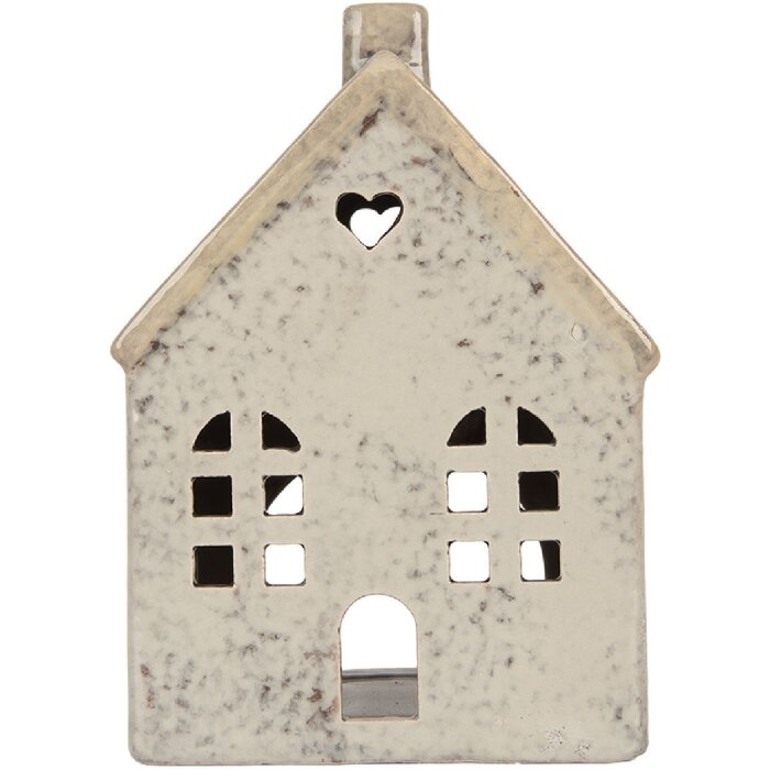 Clayre & Eef Świecznik Domek 11x7x16 cm Szaro-Beżowy