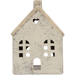 Clayre & Eef Świecznik Domek 11x7x16 cm Szaro-Beżowy