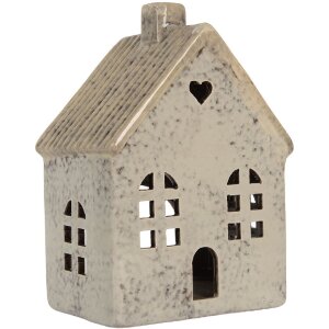 Clayre & Eef Świecznik Domek 11x7x16 cm Szaro-Beżowy