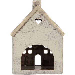 Clayre & Eef Świecznik Domek 11x7x16 cm Szaro-Beżowy