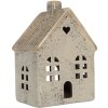Clayre & Eef Świecznik Domek 11x7x16 cm Szaro-Beżowy