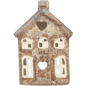 Clayre & Eef Świecznik Domek 9x6x13 cm Beżowo-Zielony