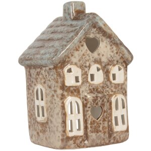 Clayre & Eef Świecznik Domek 9x6x13 cm Beżowo-Zielony