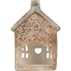 Clayre & Eef Świecznik Domek 9x6x13 cm Beżowo-Zielony